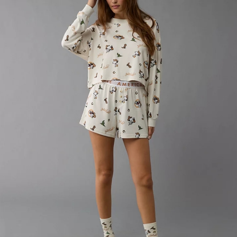 American eagle plush pjs set, western snoopy